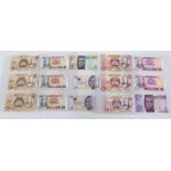 15 BANK OF SCOTLAND NOTES 6 X £20 - 1979, 1987, 1993, 2 X 1995 AND 2007, 9 X £10 - 1987, 2 X 1989,
