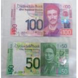 2 CLYDESDALE BANK 2009 NOTES: £100 - W/HS 147678 AND £50 W/HS 015963 (2)