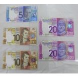 5 CLYDESDALE BANK 2009 NOTES: 2 X £20 - W/HS 403 AND E/ZZ 203280,