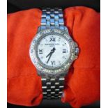 RAYMOND WEIL LADIES DIAMOND SET WRIST WATCH ON STAINLESS STEEL BRACELET WITH BOX AND PAPERS