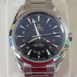 AN OMEGA SEAMASTER AQUA TERRA 150M GMT WRISTWATCH,