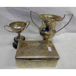 2 SILVER TROPHIES & SILVER BOX INSCRIBED FROM HMS CUMBERLAND