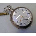 SILVER DOUBLE CASED VERGE POCKET WATCH. THE WORKS AND DIAL SIGNED W.