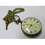 SILVER CASED POCKET WATCH WITH ALBERT