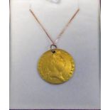 1791 HALF GUINEA ON FINE 9CT GOLD CHAIN, TOTAL WEIGHT 5.