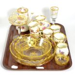 Hammersley floral painted part coffee service and a group of decorative gilt glass