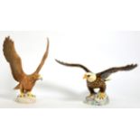 Beswick Bald Eagle, model No. 1018, brown and white gloss and Golden Eagle, model No. 2062, brown