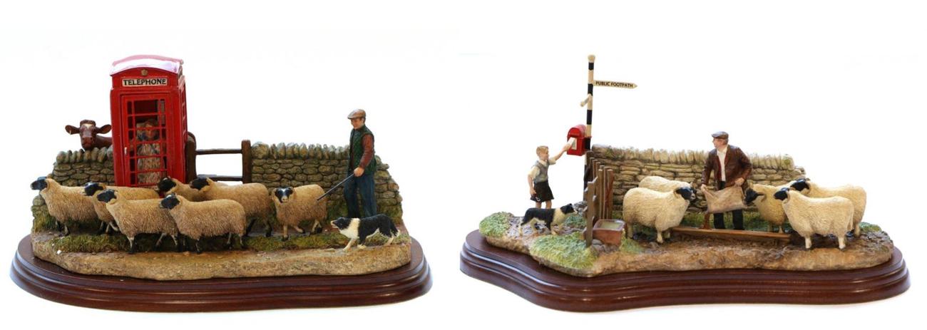 Border Fine Arts Studio Models 'Right Of Way' (Blackie Ewes and Border Collie), model No. A6026