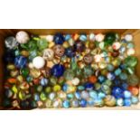 Various marbles including various coreless swirls in coloured glass, opaque glass and others (qty)