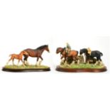 Border Fine Arts 'Coming Home', (Two Heavy Horses), model No. JH9A, by Judy Boyt, on wood base