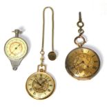 A 19th century 14 carat, open face gent's pocket watch, Roman dial with subsidiary second dial;