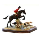 Border Fine Arts 'Halloa Away' (Jumping Huntsman and three Hounds), model No. L104 by Anne Wall,