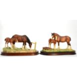 Border Fine Arts Horse Models Comprising: 'Spring Pastures', (Clydesdale Mare and Foal), model No.