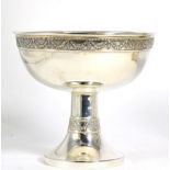 A silver pedestal bowl, Gorham Manufacturing Co, Birmingham, either 1910 or 1911, with swag borders,