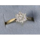 A 9 carat gold diamond cluster ring, total estimated diamond weight 0.40 carat approximately, finger