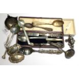 Assorted Silver to include: a Victorian silver Christening set; silver rattle; assorted silver