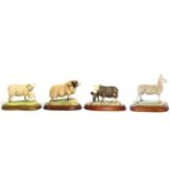 Border Fine Arts Sheep Models Comprising: 'Herwick Ewe and Lambs', model No. 125 by Ray Ayres, on