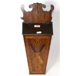 A 19th century mahogany marquetry wall candle holder