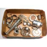 Assorted silver items including posy vases, a mug, napkin rings etc11.4ozt