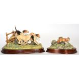 Border Fine Arts 'Forrard Away' (Three Hounds chasing a Fox), model No. L64 by Elizabeth Waugh,