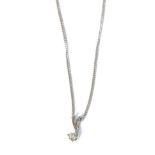 A diamond pendant on chain, estimated diamond weight 0.10 carat approximately, chain length