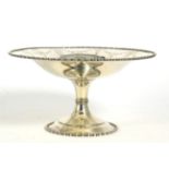 A silver pedestal bowl or comport, Manoah Rhodes, London 1911, engraved with bell flower swags, 21cm