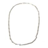 A 9 carat white gold fancy link chain necklace, length 46.5cmThe necklace is in good condition. It