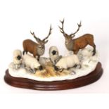 Border Fine Arts 'Winter Guests', limited edition 318/500, on wood base, with box and certificate (