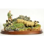 Border Fine Arts 'The Crossing' (Shepherd, Sheep and Collie), model No. B0013 by Ray Ayres,