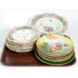 A Herend china nine piece dessert service; Vienna style cabinet plate and six Bavarian china dessert