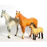 Beswick Horses Comprising: Large Racehorse, model No. 1564, grey gloss and palomino gloss,
