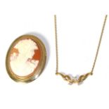 A 9 carat gold diamond set pendant necklace, total estimated diamond weight 0.15 carat approximately