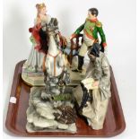 Three Napoleon Bonaparte themed continental china figure groups