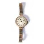 A Rolex lady's nine carat gold wristwatch, import marks Glasgow, 1923, circular Roman dial on