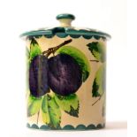 A Wemyss Pottery Conserve Pot and Cover, early 20th century, of cylindrical form, painted with