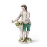 A Meissen Porcelain Figure of a Vegetable Seller, circa 1746, modelled by J F Eberlein, from the