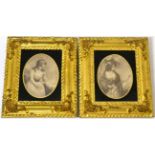 A Pair of 19th Century Gilt Gesso and Verre Eglomise Framed Miniature Portrait Prints, 16.5cm by