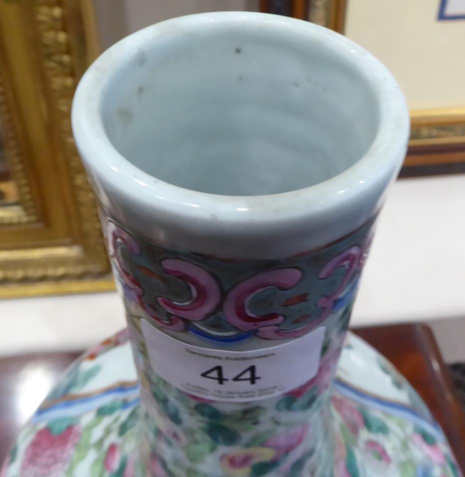 A Cantonese Porcelain Bottle Vase, 19th century, typically painted in famille rose enamels with - Image 7 of 7