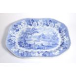 A Rogers Pearlware Platter, circa 1830, of canted rectangular form, printed in underglaze blue