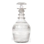 An Irish (Penrose, Waterford) Decanter and Fluted Stopper, circa 1800, of Prussian form with