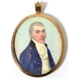 Frederick Buck (Irish, 1771-c.1839): A Miniature Bust Portrait of a Gentleman, wearing a white