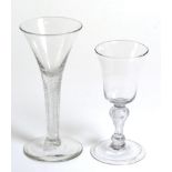 A Wine Glass, circa 1760, the drawn trumpet bowl on an air twist stem, 18cm high; and A Wine