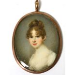 Charles Hayter (British, 1761-1835): A Miniature Bust Portrait of a Girl, with hair up, wearing a