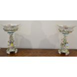 A Pair of Carl Thieme, Potschappel Porcelain Figural Centrepieces, 20th century, the flower