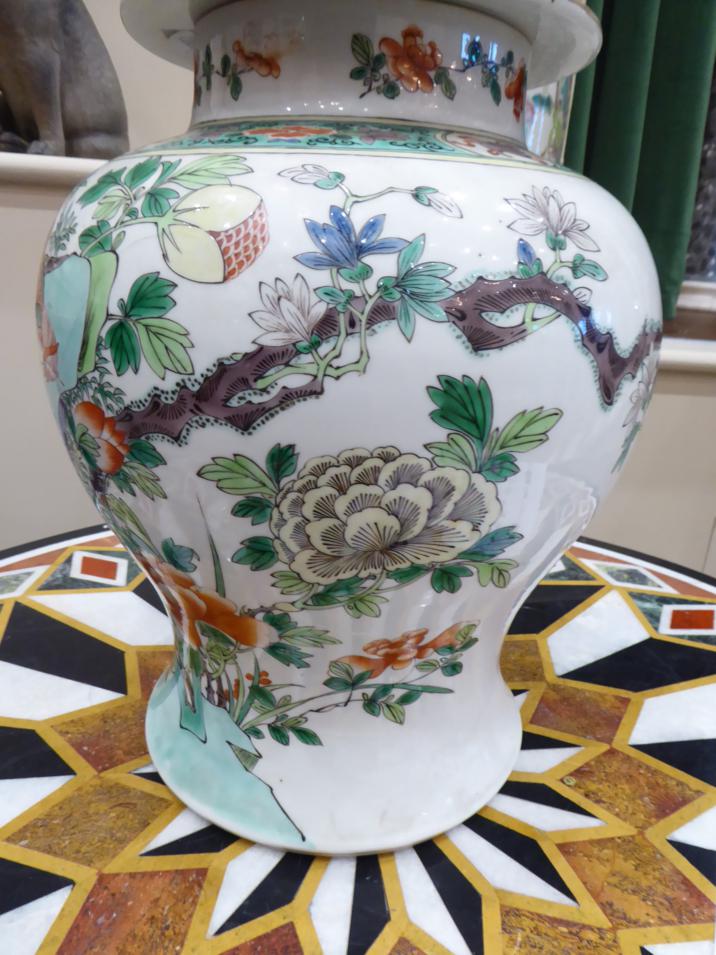 A Chinese Porcelain Baluster Jar and Cover, late 19th century, painted in famille rose enamels - Image 6 of 8