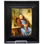 A KPM Berlin Porcelain Plaque, circa 1880, painted with DER VESPERTRUNK, impressed mark, titled