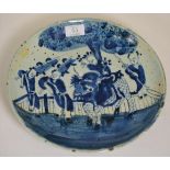 A Chinese Provincial Porcelain Saucer Dish, probably 17th century, painted in underglaze blue with