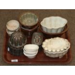 Three Various Brown Saltglazed Stoneware Jelly Moulds; Three Creamware Jelly Moulds; Six Smaller