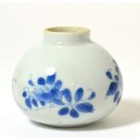 A Chinese Porcelain Water Pot, Qing Dynasty, of ovoid form, painted in underglaze blue with finger