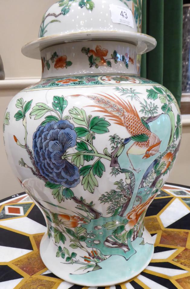 A Chinese Porcelain Baluster Jar and Cover, late 19th century, painted in famille rose enamels - Image 4 of 8